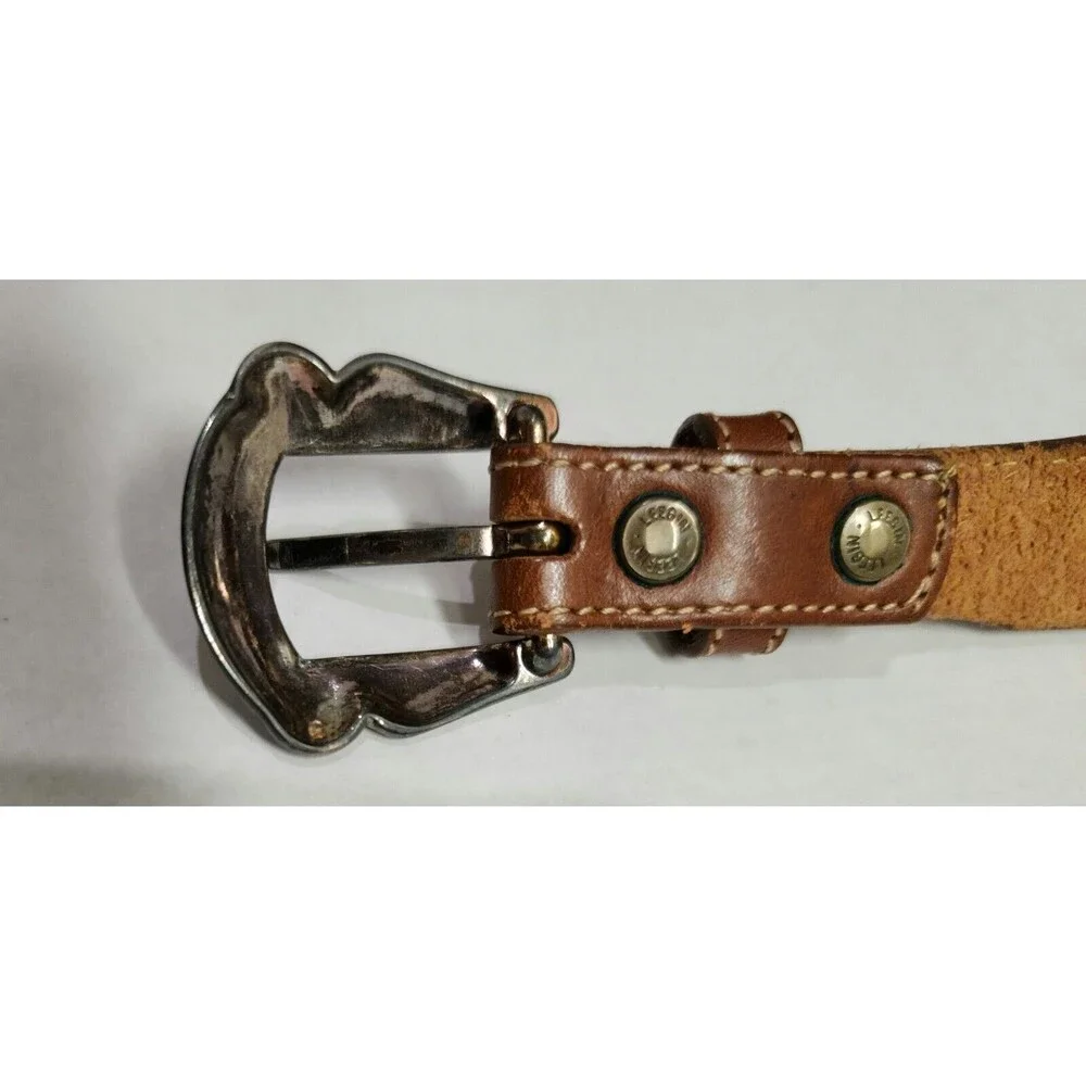 REI Womens Beaded Leather Waist Belt Brown Multicolor Colorful #309025 Size M - Picture 9 of 12